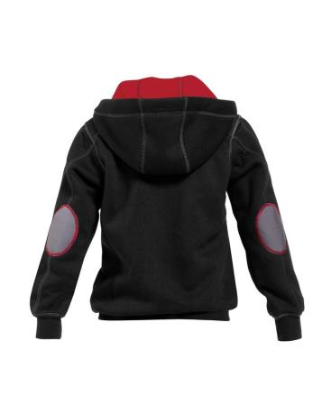 WatsonKids sweater met lange rits en kap zwart/rood
